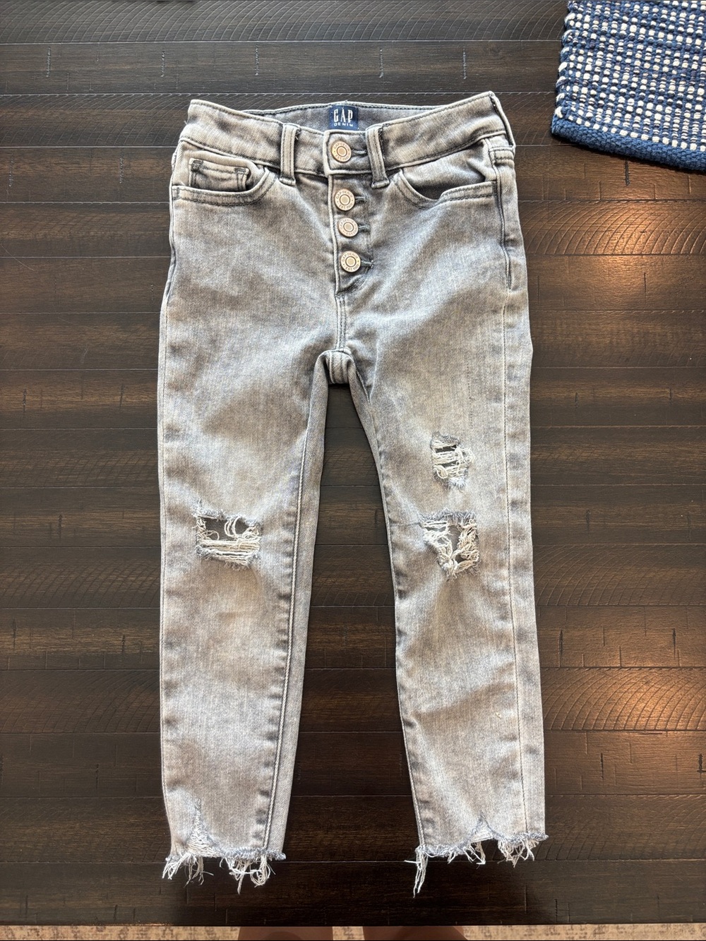GAP Kids Light Gray Distressed Stretch High Rise Ankle Jegging